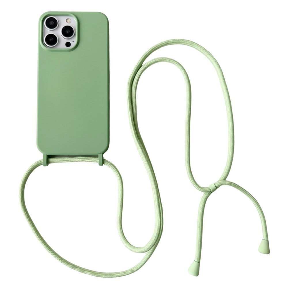 For iPhone 15 Pro Case Liquid Silicone Anti-Scratch Phone Cover with Adjustable Neck Cord