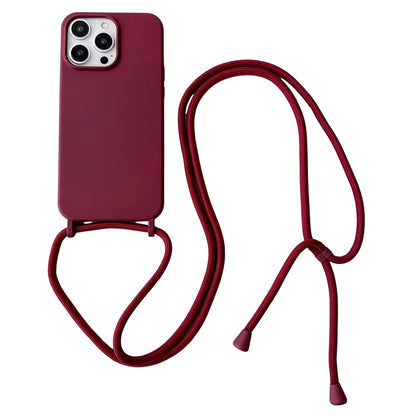 For iPhone 15 Pro Case Liquid Silicone Anti-Scratch Phone Cover with Adjustable Neck Cord