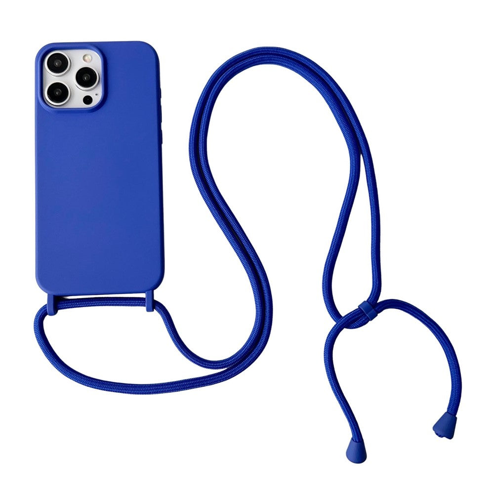 For iPhone 15 Pro Case Liquid Silicone Anti-Scratch Phone Cover with Adjustable Neck Cord
