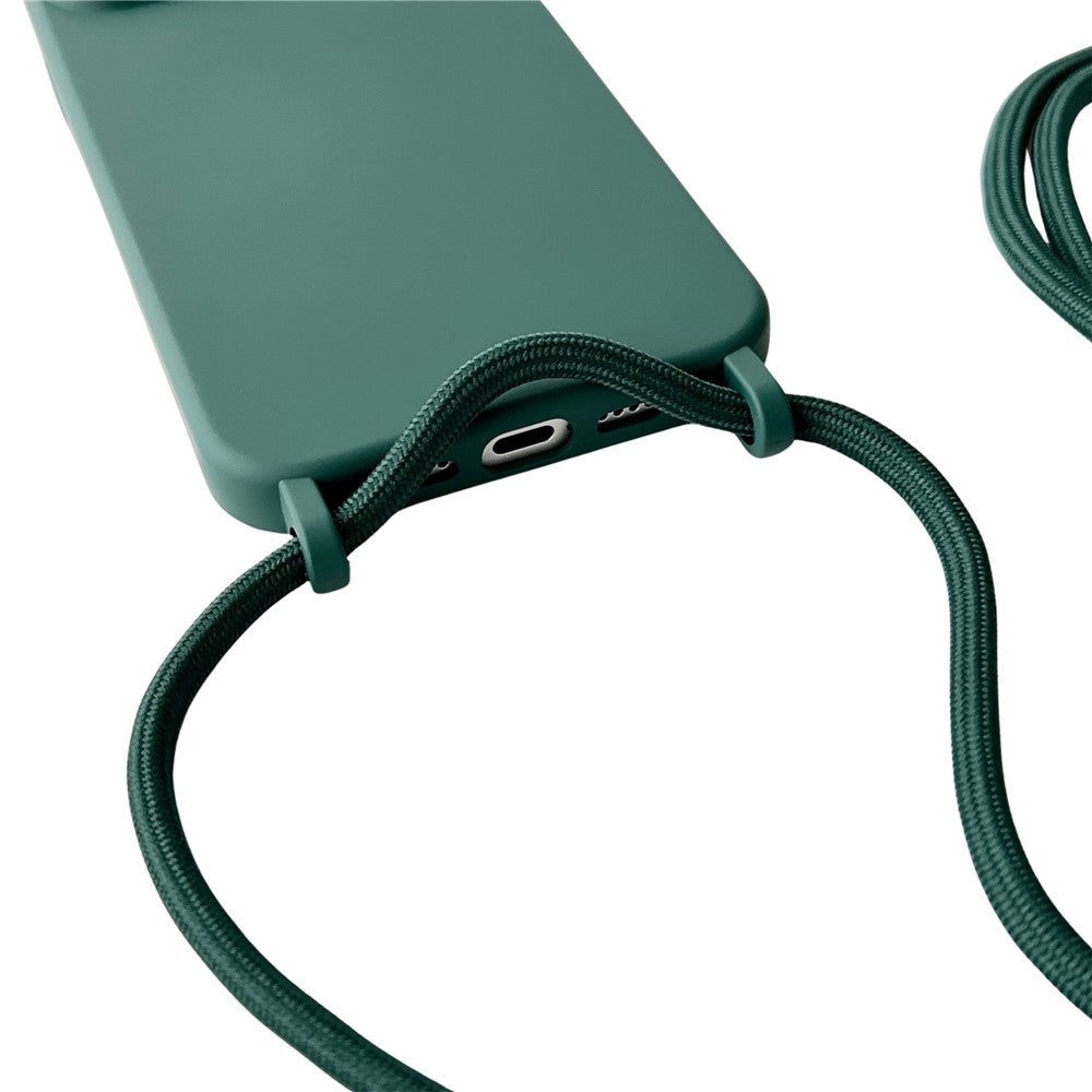 For iPhone 14 Case Liquid Silicone Protective Phone Cover with Crossbody Lanyard