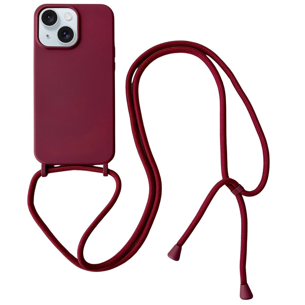 For iPhone 14 Case Liquid Silicone Protective Phone Cover with Crossbody Lanyard