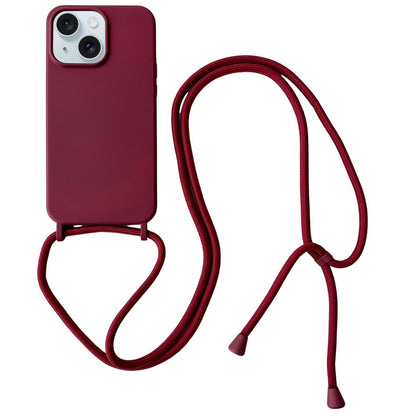 For iPhone 14 Plus Case Liquid Silicone Smooth Phone Cover with Adjustable Lanyard