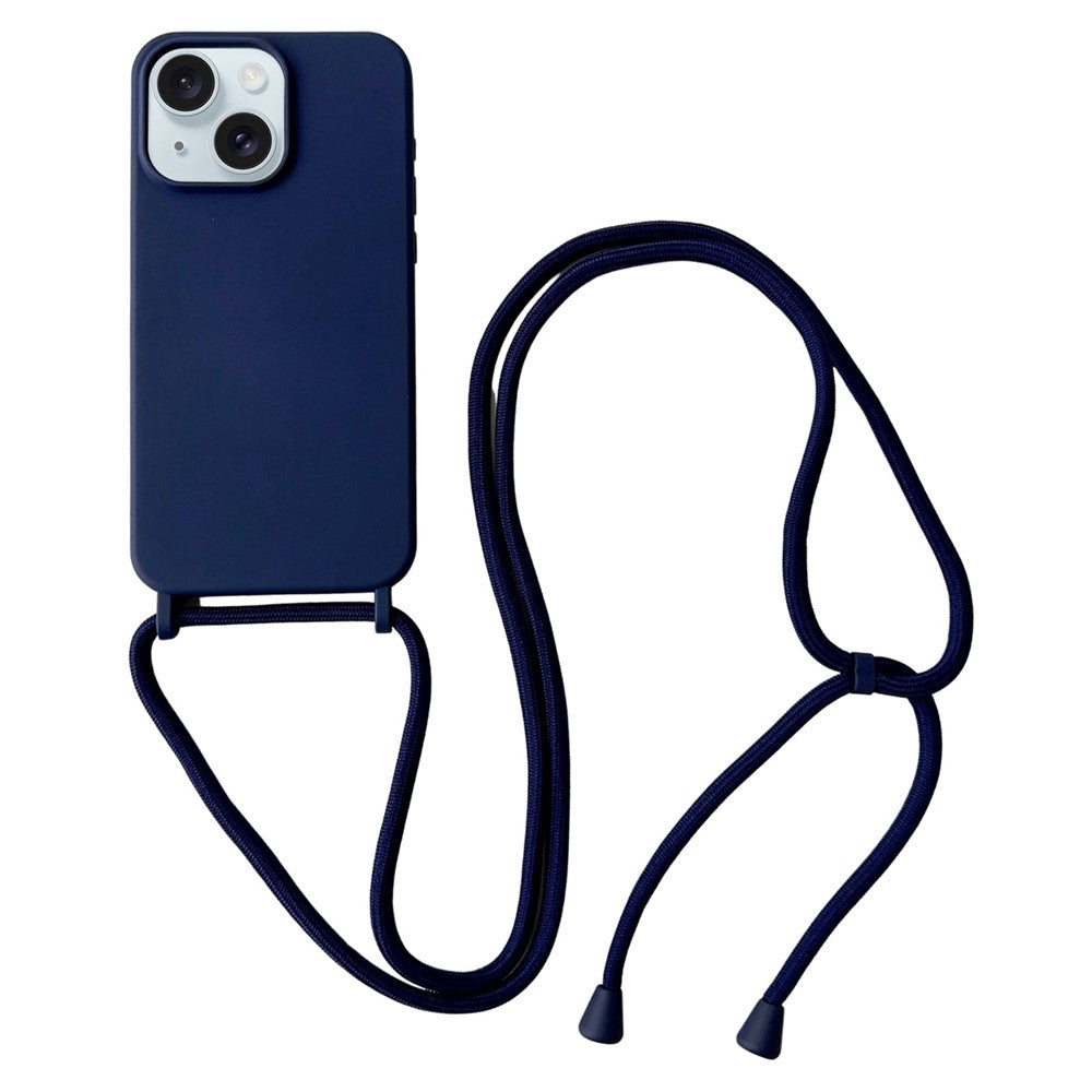 For iPhone 14 Plus Case Liquid Silicone Smooth Phone Cover with Adjustable Lanyard