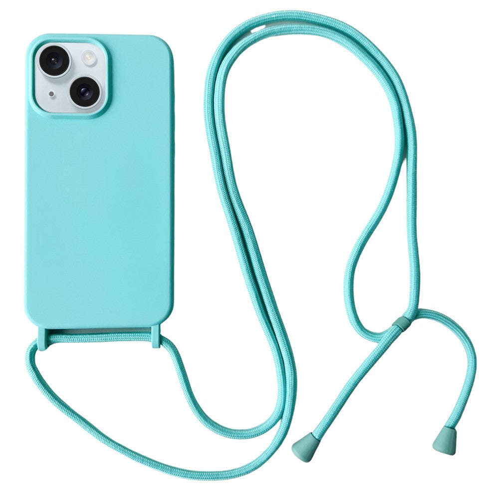 For iPhone 14 Plus Case Liquid Silicone Smooth Phone Cover with Adjustable Lanyard