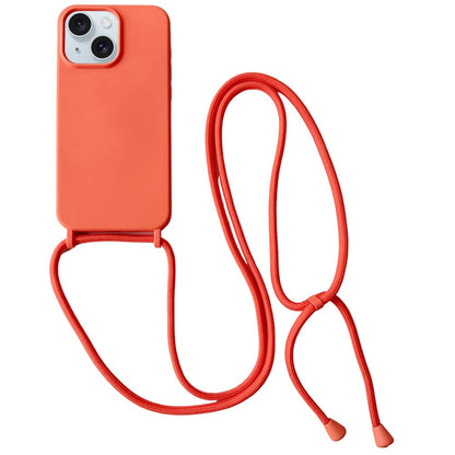 For iPhone 14 Plus Case Liquid Silicone Smooth Phone Cover with Adjustable Lanyard