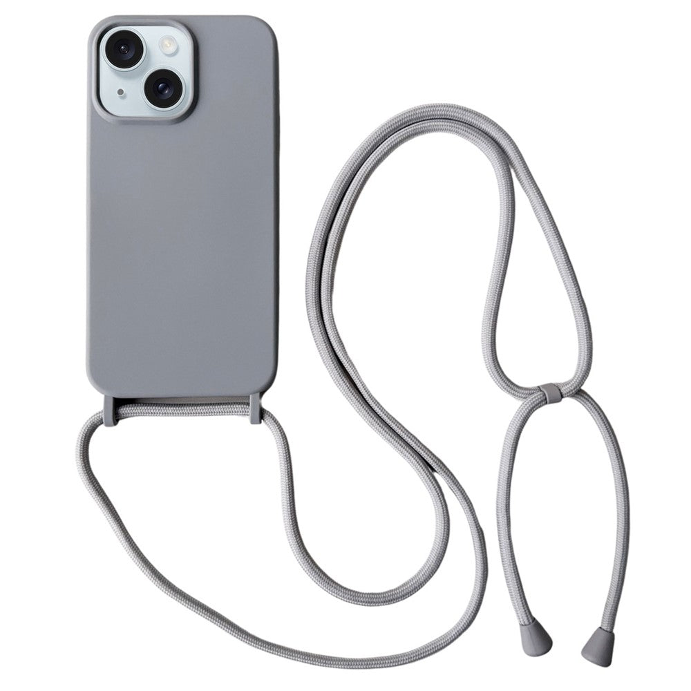 For iPhone 14 Plus Case Liquid Silicone Smooth Phone Cover with Adjustable Lanyard