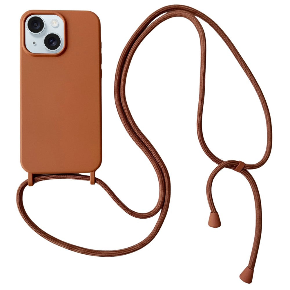 For iPhone 14 Plus Case Liquid Silicone Smooth Phone Cover with Adjustable Lanyard