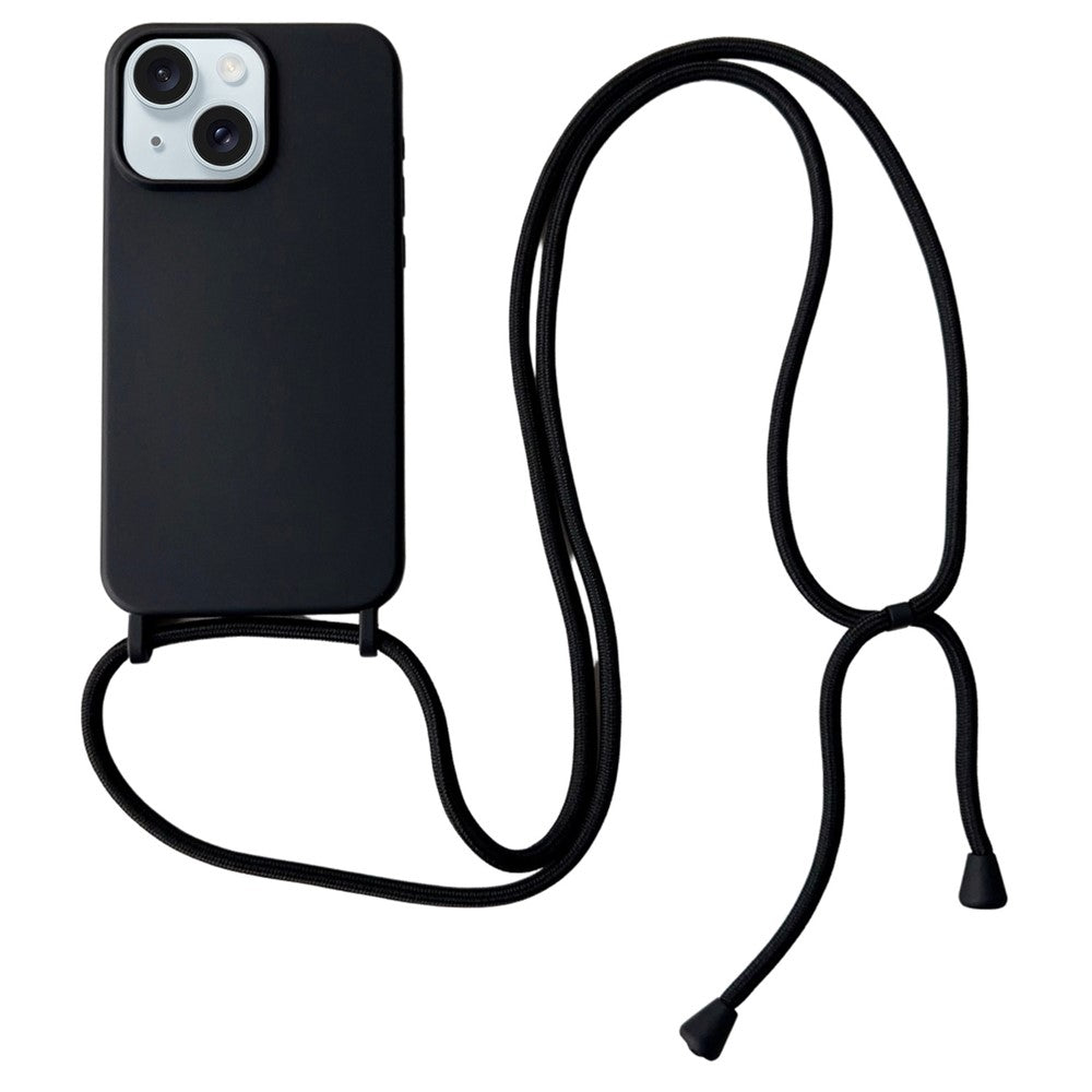 For iPhone 14 Plus Case Liquid Silicone Smooth Phone Cover with Adjustable Lanyard
