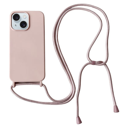 For iPhone 15 Case Liquid Silicone Soft Anti-Scratch Phone Cover with Crossbody Neck Strap