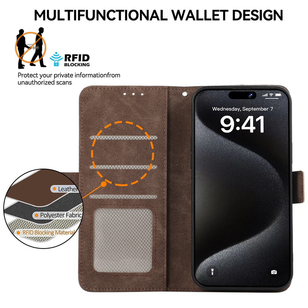 ABEEL For iPhone 15 Pro Case RFID Blocking Card Holder Bump Proof Phone Cover