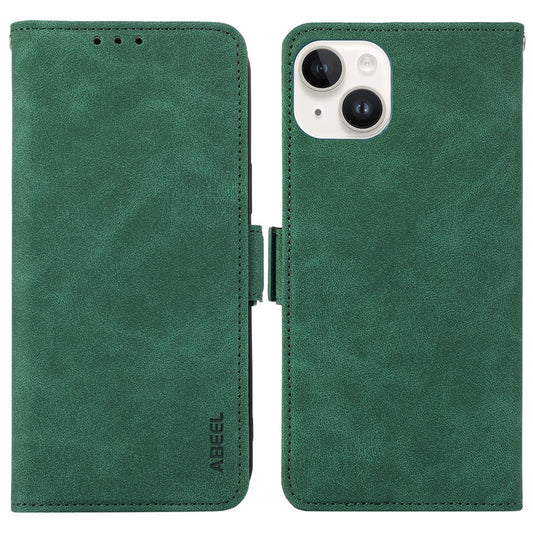 ABEEL For iPhone 15 Plus Leather Case Side Magnetic Clasp RFID Blocking Wallet Phone Cover