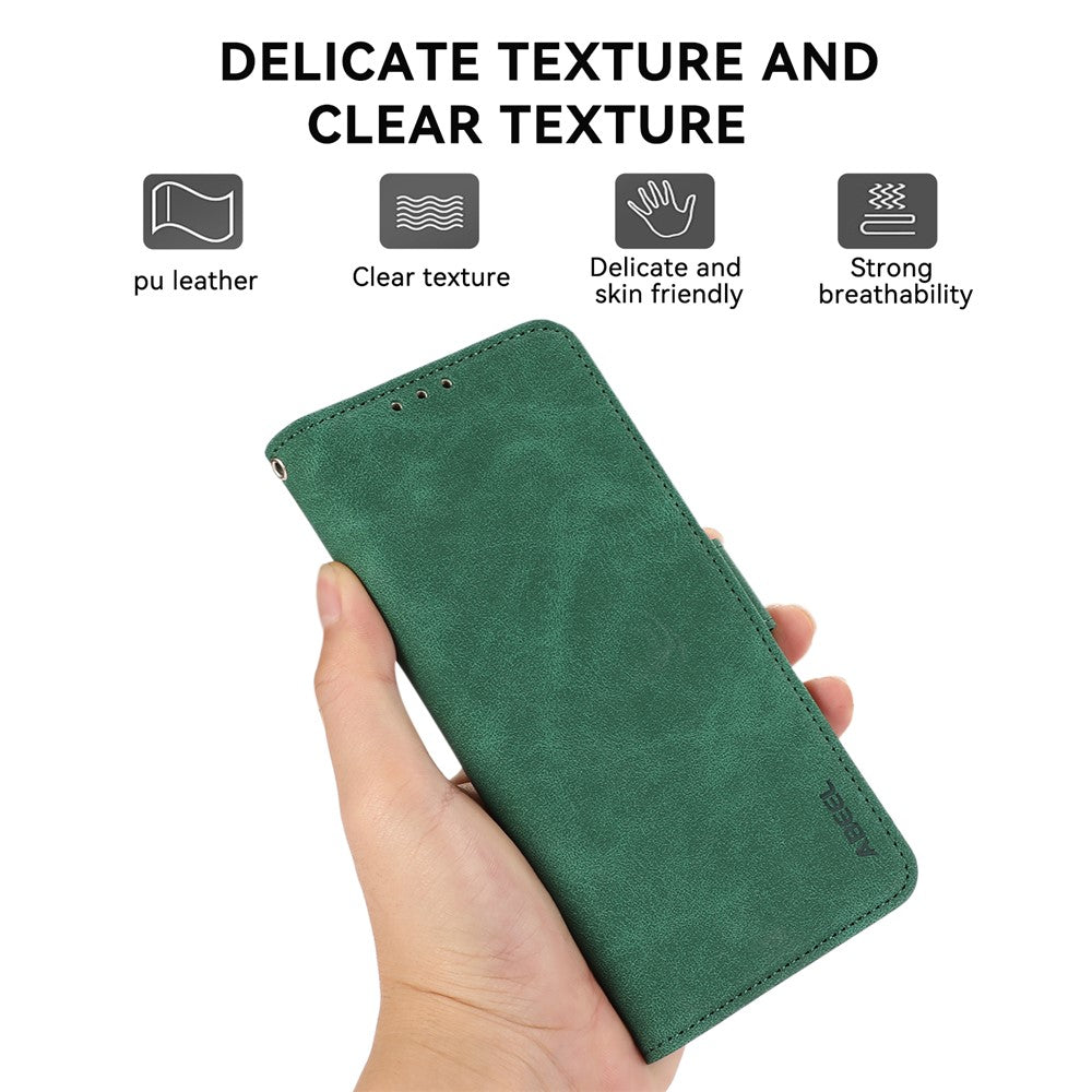 ABEEL For iPhone 15 Plus Leather Case Side Magnetic Clasp RFID Blocking Wallet Phone Cover