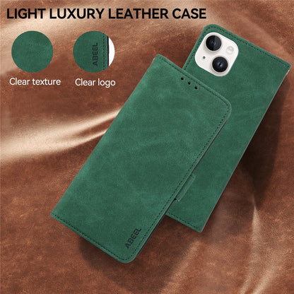 ABEEL For iPhone 15 Plus Leather Case Side Magnetic Clasp RFID Blocking Wallet Phone Cover