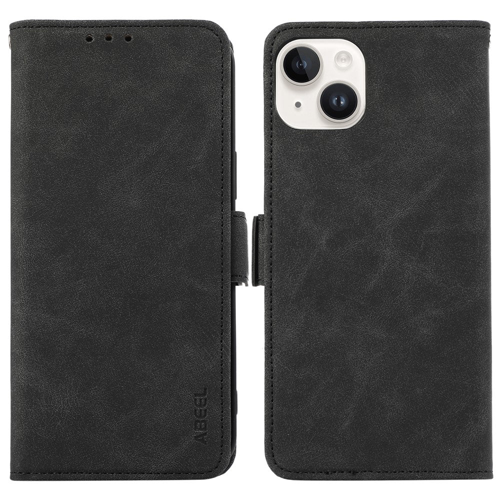 ABEEL For iPhone 15 Plus Leather Case Side Magnetic Clasp RFID Blocking Wallet Phone Cover