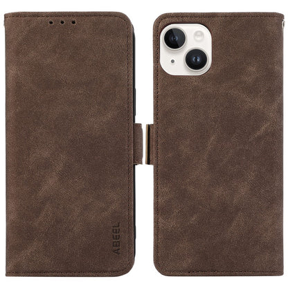 ABEEL For iPhone 15 Plus Leather Case Side Magnetic Clasp RFID Blocking Wallet Phone Cover