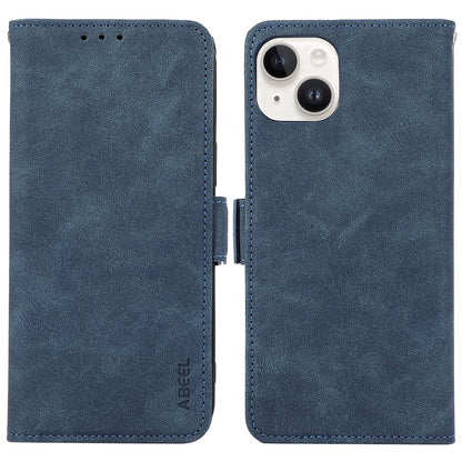 ABEEL For iPhone 15 Plus Leather Case Side Magnetic Clasp RFID Blocking Wallet Phone Cover