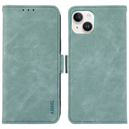 ABEEL For iPhone 15 Plus Leather Case Side Magnetic Clasp RFID Blocking Wallet Phone Cover