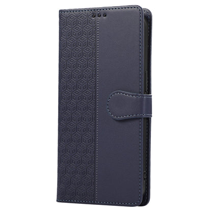 R20 for iPhone 14 Plus Wallet Case PU Leather Splicing Rhombus Cell Phone Cover