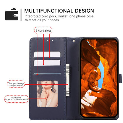 R20 for iPhone 14 Plus Wallet Case PU Leather Splicing Rhombus Cell Phone Cover