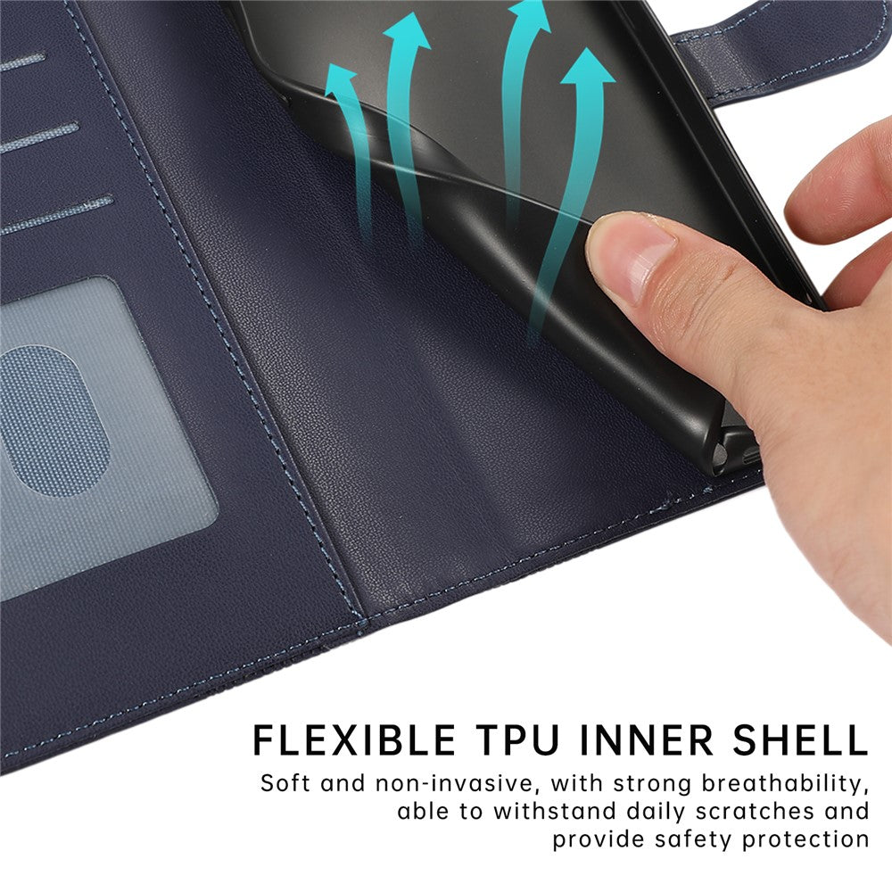 R20 for iPhone 14 Plus Wallet Case PU Leather Splicing Rhombus Cell Phone Cover