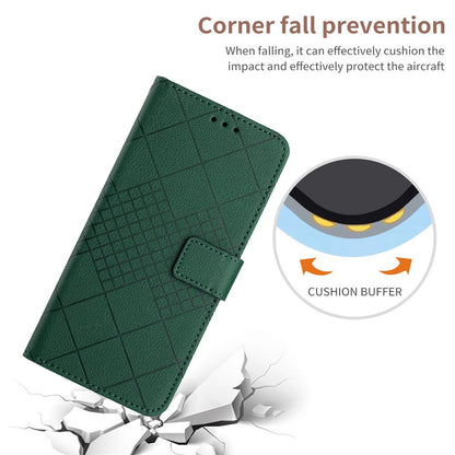 HT06 For iPhone 17e / 16e Drop-Proof Phone Case Rhombus Pattern PU Leather Wallet Cover