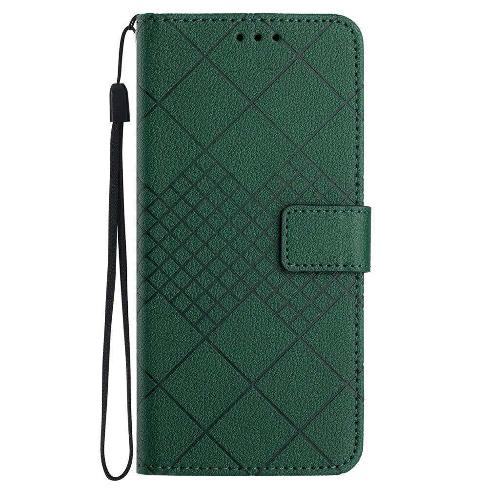 HT06 For iPhone 17e / 16e Drop-Proof Phone Case Rhombus Pattern PU Leather Wallet Cover