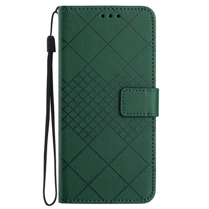 HT06 For iPhone 17e / 16e Drop-Proof Phone Case Rhombus Pattern PU Leather Wallet Cover