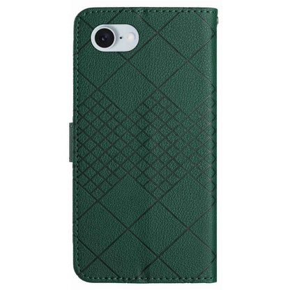 HT06 For iPhone 17e / 16e Drop-Proof Phone Case Rhombus Pattern PU Leather Wallet Cover