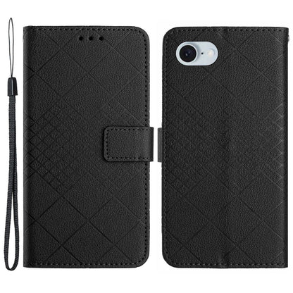 HT06 For iPhone 17e / 16e Drop-Proof Phone Case Rhombus Pattern PU Leather Wallet Cover