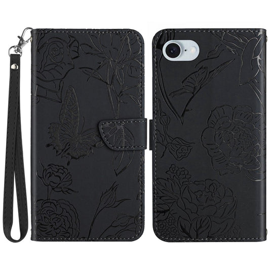HT03 For iPhone 17e / 16e Leather Case Imprinted Phone Cover with Strap