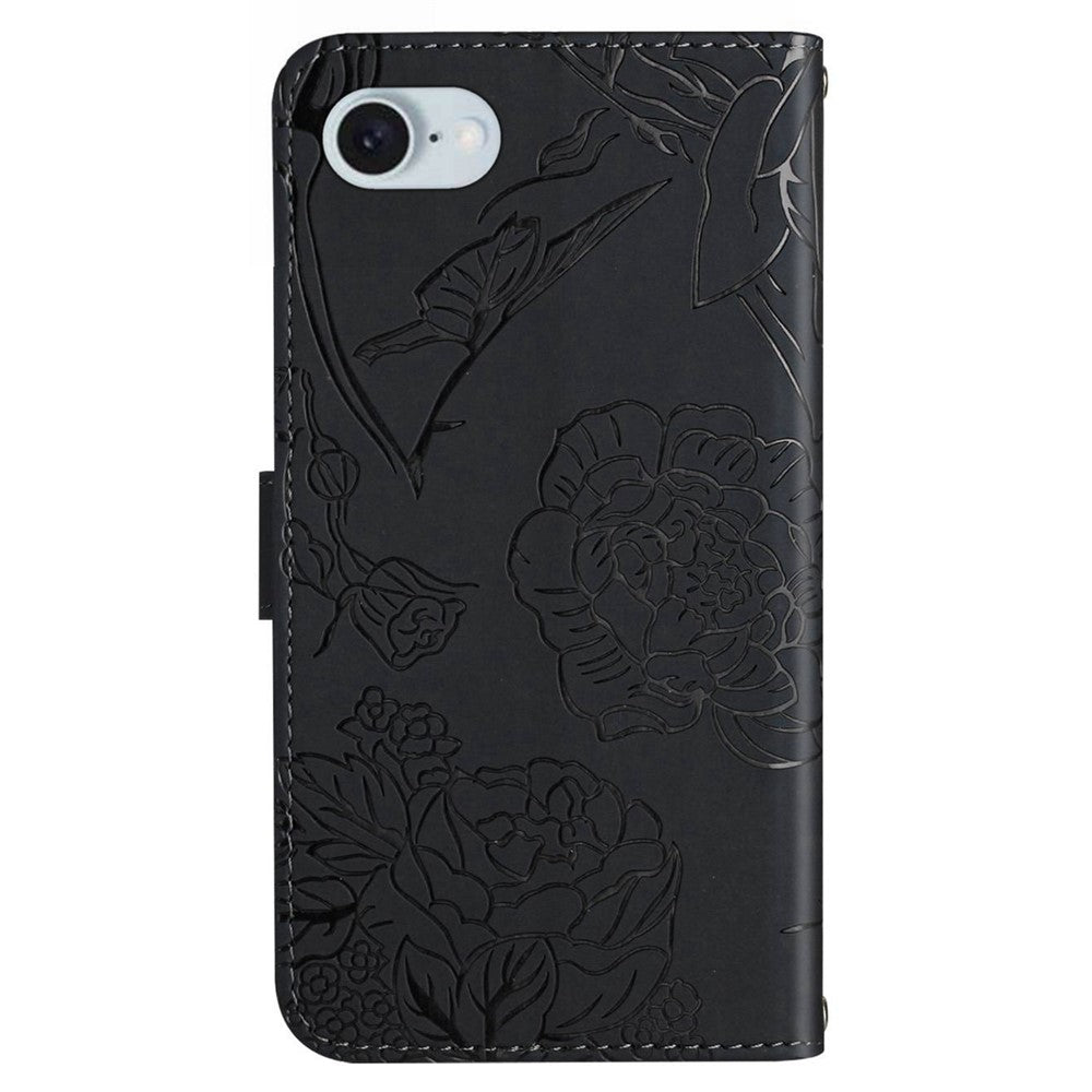 HT03 For iPhone 17e / 16e Leather Case Imprinted Phone Cover with Strap