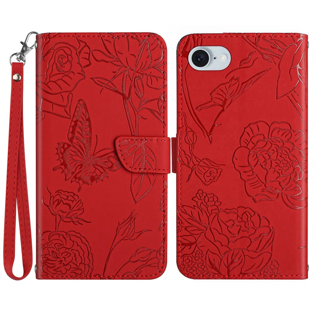 HT03 For iPhone 17e / 16e Leather Case Imprinted Phone Cover with Strap