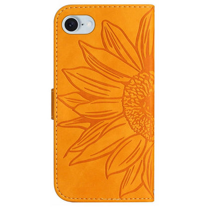 HT04 For iPhone 17e / 16e Case with Wrist Strap Sunflower Pattern Phone Wallet Cover