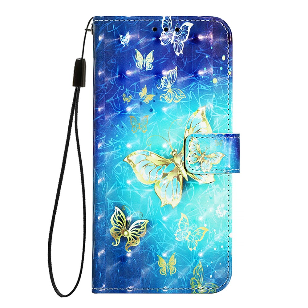 For iPhone 17e / 16e Leather Case Pattern Printing Wallet Stand Mobile Cover with Strap