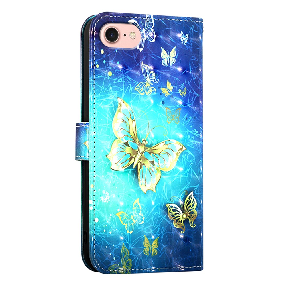 For iPhone 17e / 16e Leather Case Pattern Printing Wallet Stand Mobile Cover with Strap