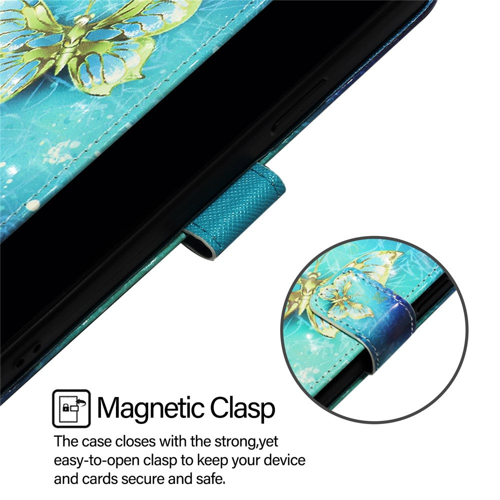 For iPhone 17e / 16e Leather Case Pattern Printing Wallet Stand Mobile Cover with Strap