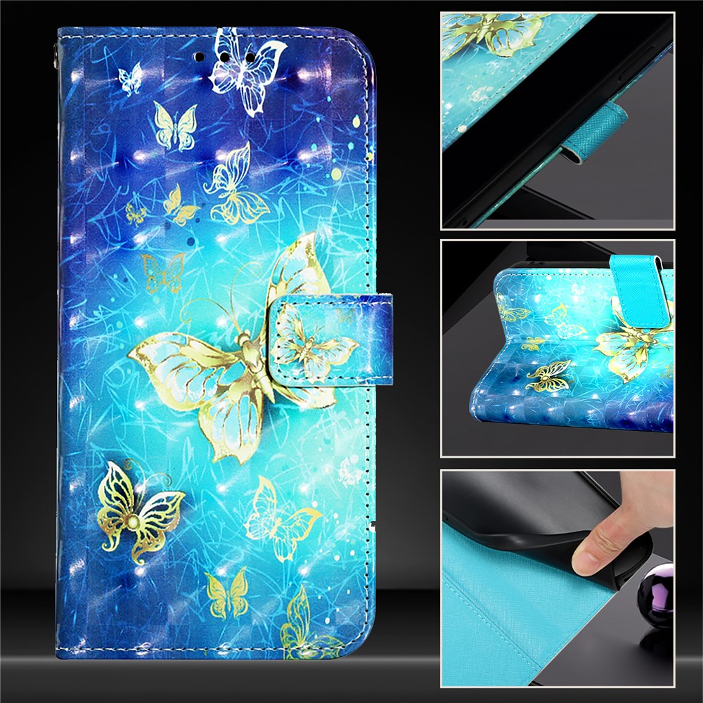 For iPhone 17e / 16e Leather Case Pattern Printing Wallet Stand Mobile Cover with Strap