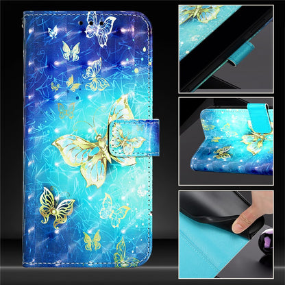 For iPhone 17e / 16e Leather Case Pattern Printing Wallet Stand Mobile Cover with Strap