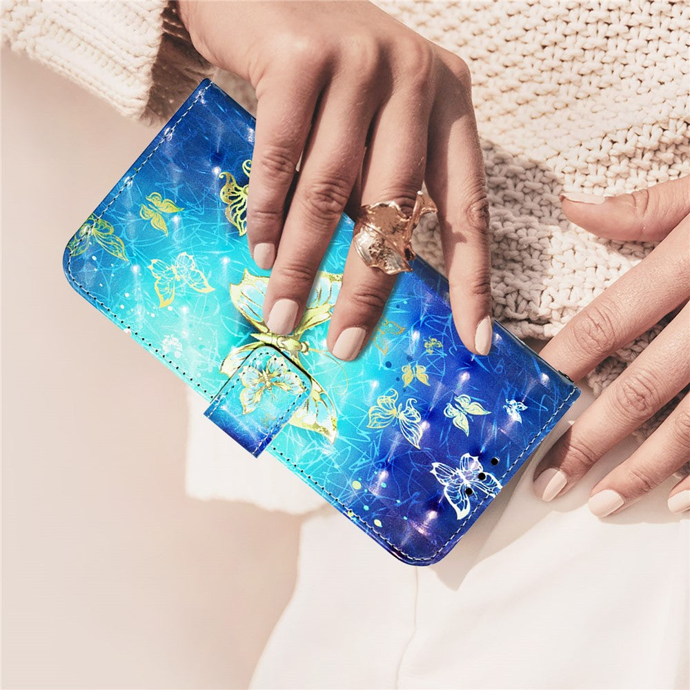 For iPhone 17e / 16e Leather Case Pattern Printing Wallet Stand Mobile Cover with Strap