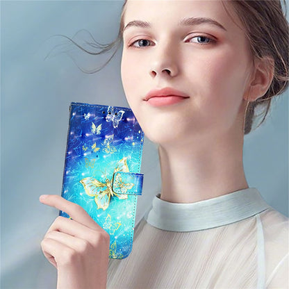 For iPhone 17e / 16e Leather Case Pattern Printing Wallet Stand Mobile Cover with Strap