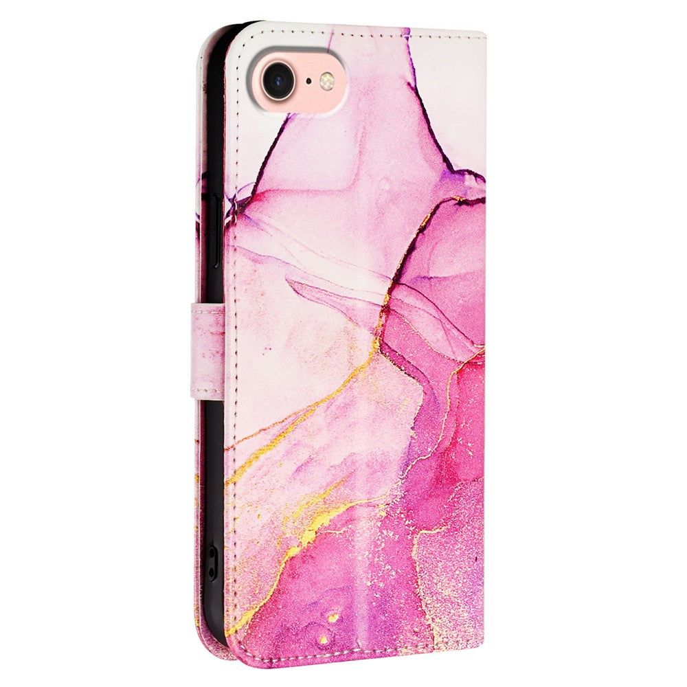 For iPhone 17e / 16e Case with Strap Marble Pattern Leather Phone Cover Card Holder