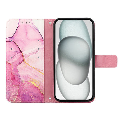 For iPhone 17e / 16e Case with Strap Marble Pattern Leather Phone Cover Card Holder