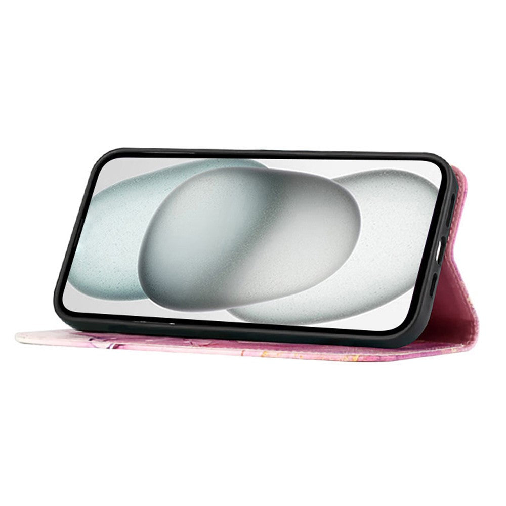 For iPhone 17e / 16e Case with Strap Marble Pattern Leather Phone Cover Card Holder