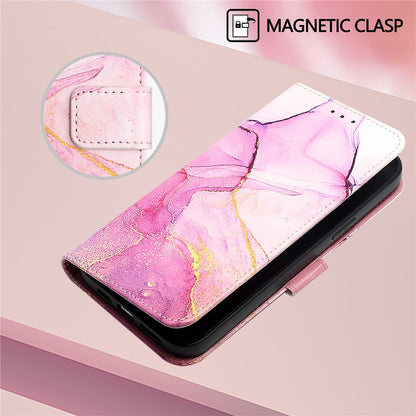 For iPhone 17e / 16e Case with Strap Marble Pattern Leather Phone Cover Card Holder