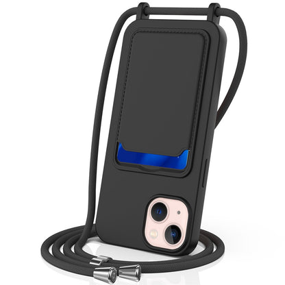 For iPhone 14 Plus Case with Lanyard Liquid Silicone Shockproof Phone Cover