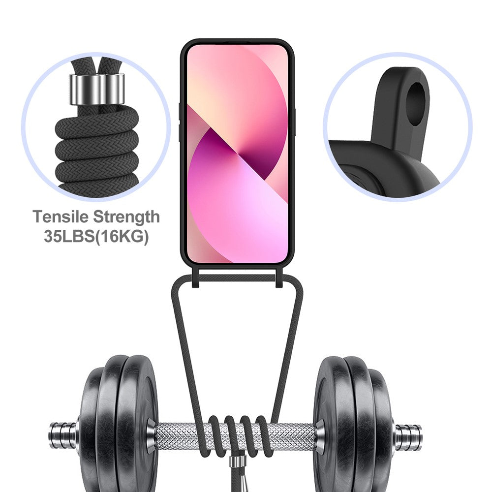 For iPhone 14 Plus Case with Lanyard Liquid Silicone Shockproof Phone Cover