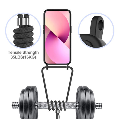 For iPhone 14 Plus Case with Lanyard Liquid Silicone Shockproof Phone Cover