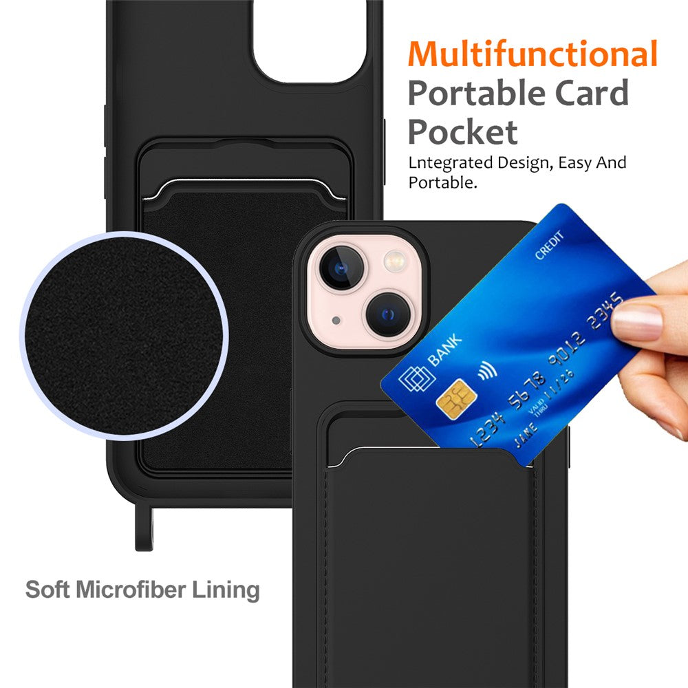 For iPhone 14 Plus Case with Lanyard Liquid Silicone Shockproof Phone Cover