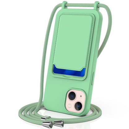 For iPhone 14 Plus Case with Lanyard Liquid Silicone Shockproof Phone Cover