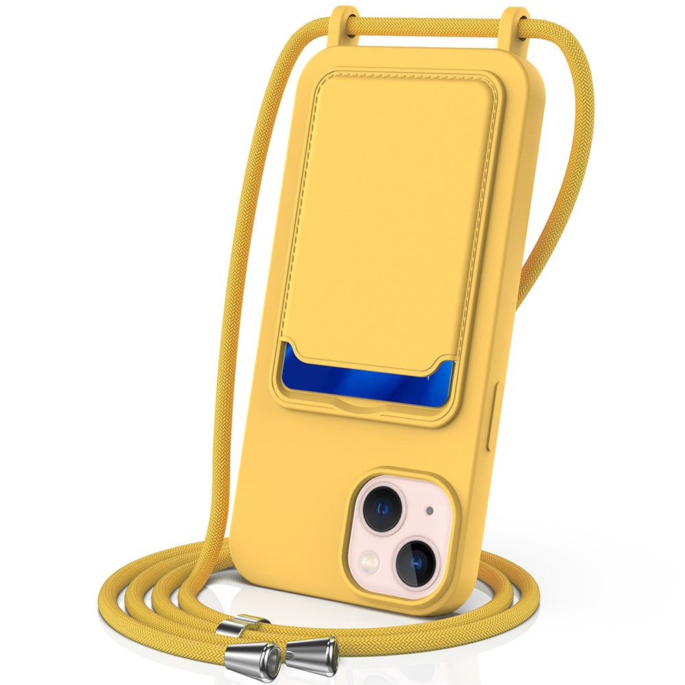 For iPhone 14 Plus Case with Lanyard Liquid Silicone Shockproof Phone Cover